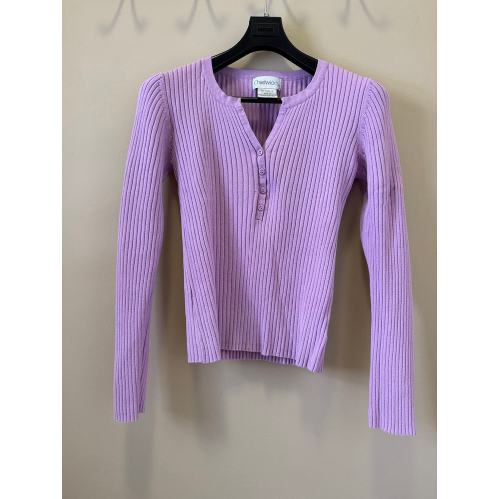 Women's Chadwick's Purple Ribbed Long Sleeve Tee M